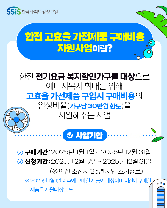 복지할인가구 고효율가전 지원